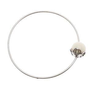 Pilgrim Skanderborg Silvertone Cream Bead Bangle Bracelet